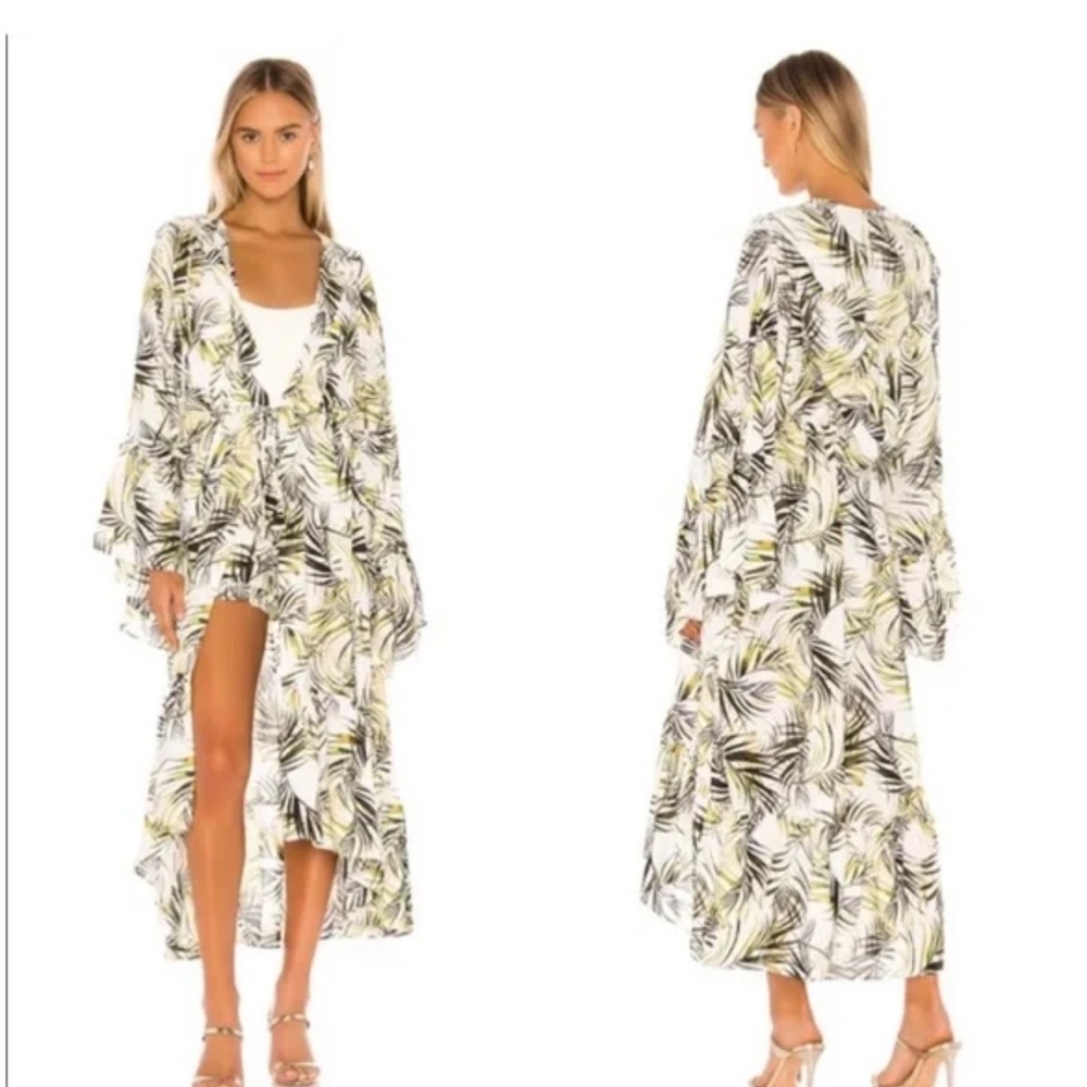 MISA LOS ANGELES Mirjam Cover-Up Maxi Dress, Modern Palm, Size Small